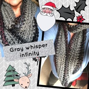 Hand crochet whisper gray infinity scarf